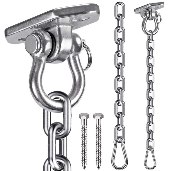 WAREMAID Hanging Kits Hammock Swing Chair Hardware, Heavy Duty Swing Hanger with Chain, Indoor Outdoor Playground Hanging Hammock Boxing Punching Bags Hook, 2 Screws, 1000 LB Capacity, 33.3" Chain