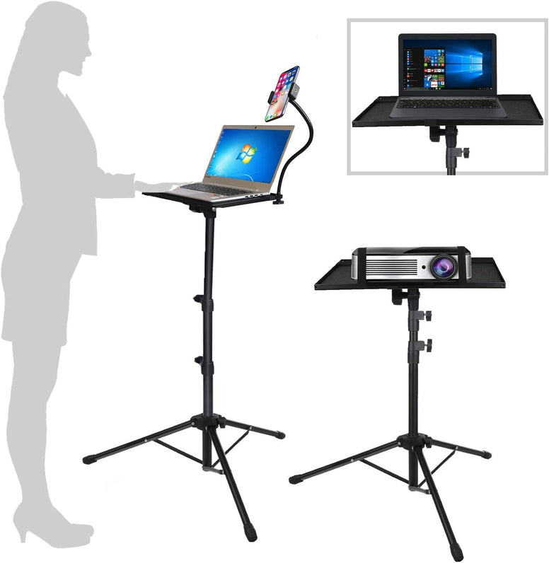 ELTERAZONE Projector Stand, Laptop Tripod Stand for 29" to 69", Projector Tripod with Mouse Tray & Wheels, Adjustable Height DJ Racks Stand with Phone Holder, Perfect for Office, Home, Stage,Studio