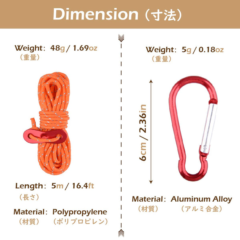 TRIWONDER Reflective Guylines Guy Ropes Paracord with Tarp Clips Carabiners Cord Adjusters Tent Tensioner for Outdoor Camping Hiking Backpacking orange