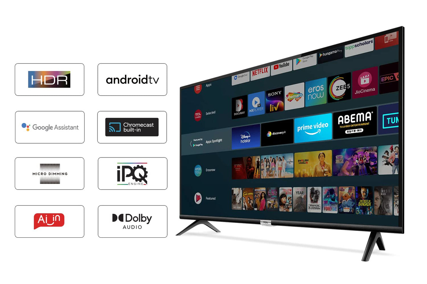 TCL 109 cm (43 inches) Full HD Smart Certified Android LED TV 43S5200 (Black)
