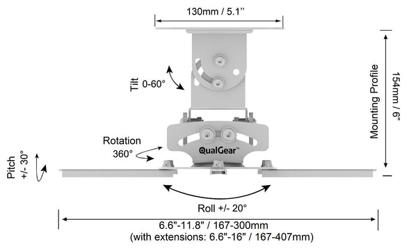 Qualgear prb-717-wht universal ceiling mount projector accessory