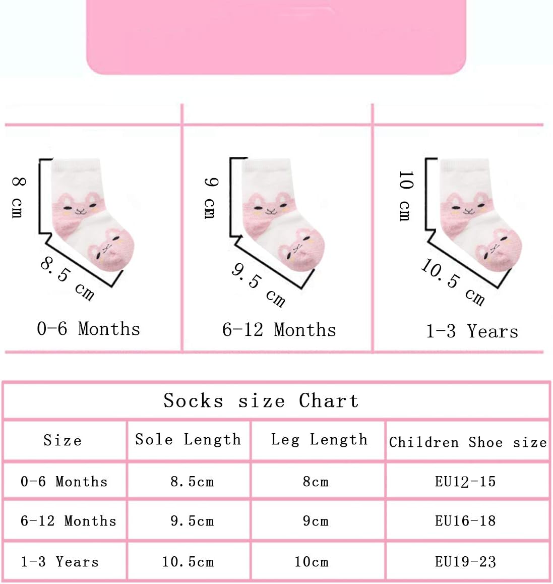 Cotton Coming Pink Cotton Baby Girl Socks, 9 Pairs Cute Socks for Baby Girls