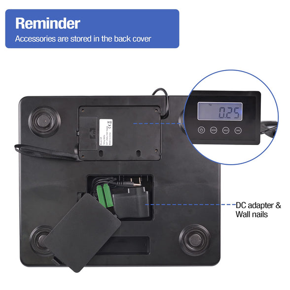 Shipping Postal Scale with Durable Stainless Steel Large Platform, 400lb High Accuracy, Backlit LED Display,Post Office Postal Scale and Luggage Scale, Battery & DC Adapter Included