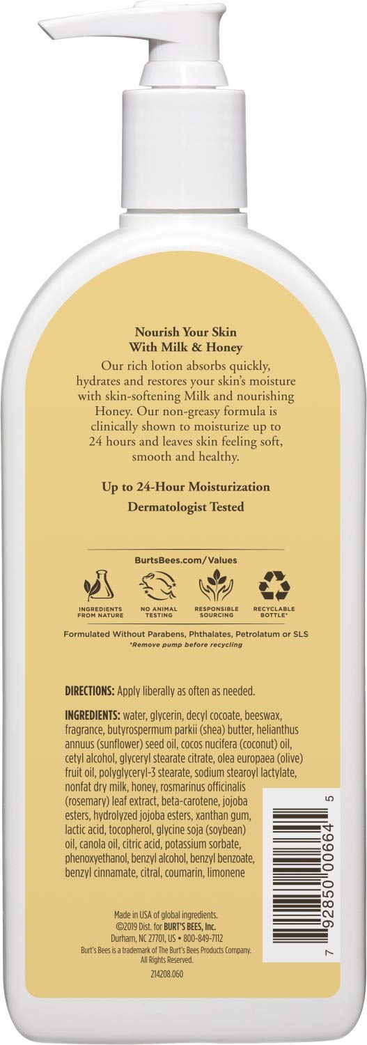 Burt's Bees Milk and Honey Body Lotion - 12 Ounce Bottle