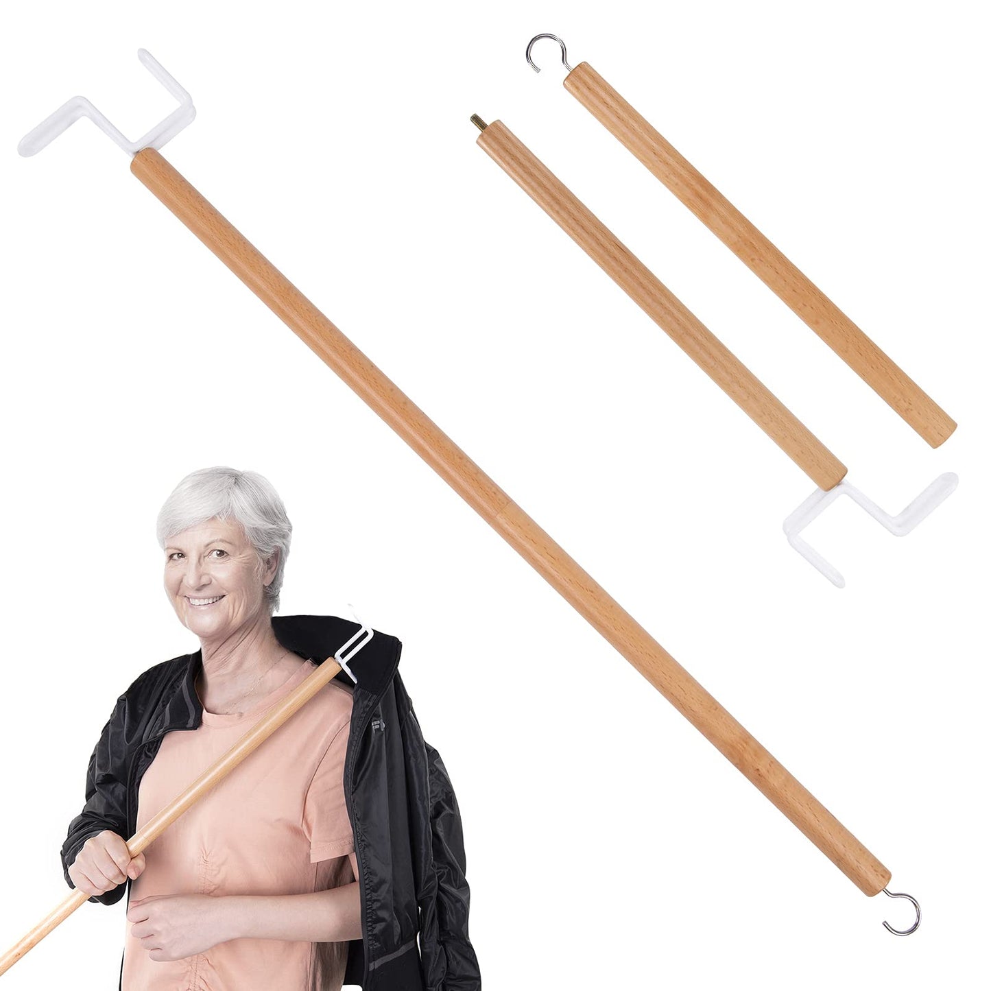 27" Dressing Stick, Sock Remover Tool, Independent Living Aid, Dressing Aids for Shoes, Socks, Shirts, and Pants