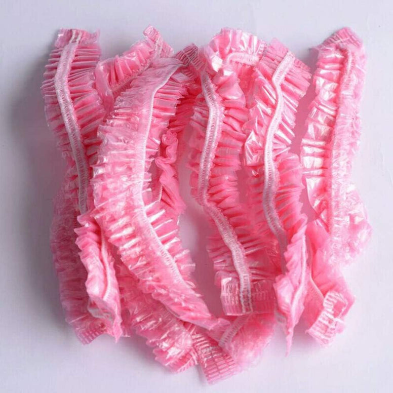 600Pcs Disposable Clear Caps Head Cover Shower Cap Plastic For Beauty Salon Food Service Manufacturing Spray Tanning