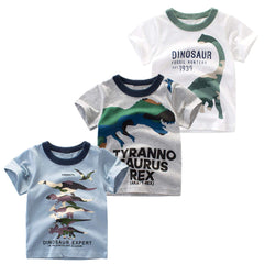 Nuziku Boys' 3-Pack Dinosaur Short Sleeve Crewneck T-Shirts Top Tee Size 2-6 Years