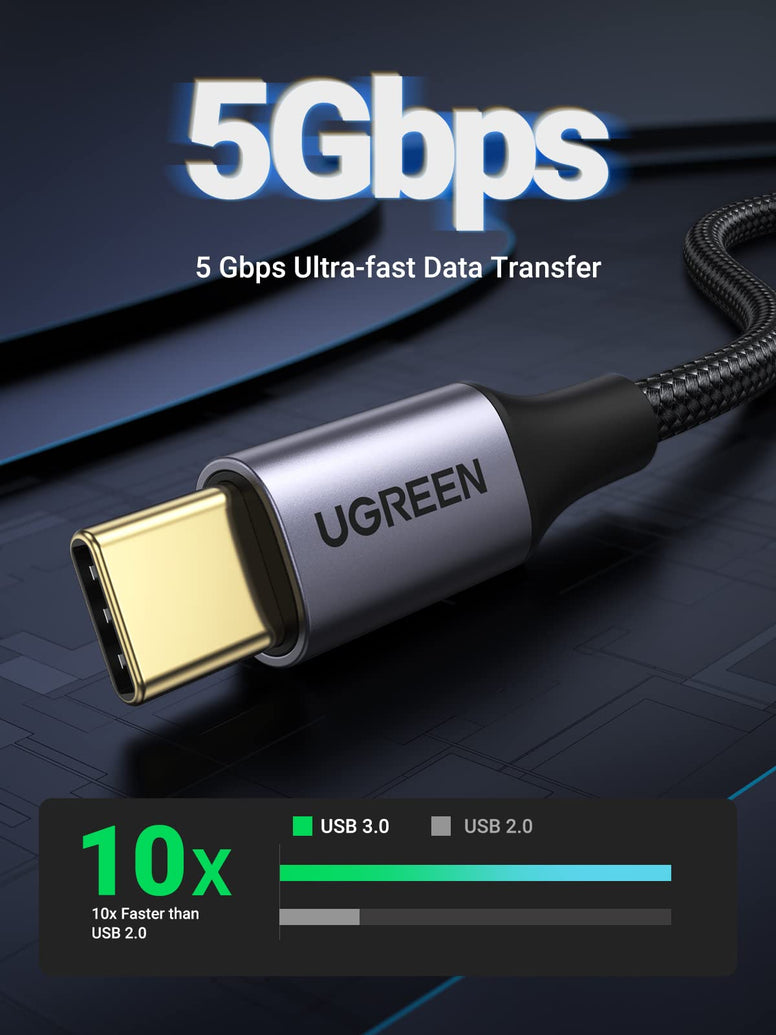 UGREEN USB A to USB C 3.0 Cable 5Gbps Type C Fast Charge Lead Compatible with Galaxy S21 ultra, S21+, S20 FE, A12, A21s, Note 20 Ultra, Huawei P50 P30 Pro, PS5, Mi 11, Pixel 5, Moto G10 G30-2M
