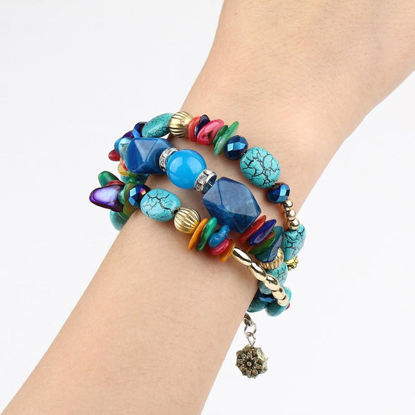 Yellow Chimes Non Precious Metal Bohemian Wrap Charm Bracelet for Women (Multi-Colour) (YCFJBR-629HBNJRF-BL)