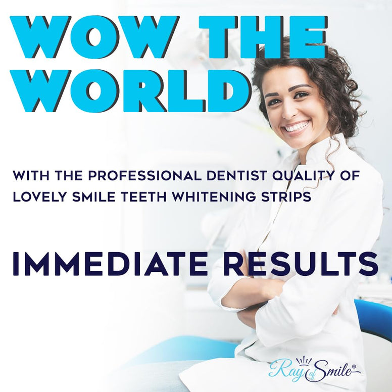 LOVELY SMILE Premium Line Teeth Whitening Strips - Enamel Safe - White Teeth in 1 Hour - No Slip and No Sensitivity - Dental Whitener Kit by Ray of Smile (28 Strips)