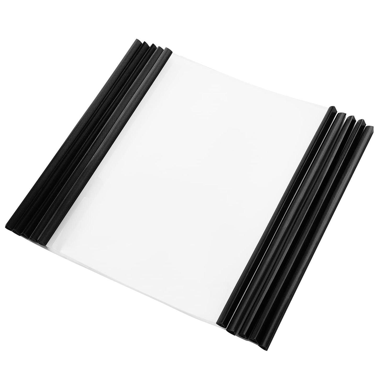 JOERSH 10Pcs Clear Report Covers with U-Type Sliding Bar, 40 Sheet Capacity, Resume Presentation File Clear Folders Organizer School Binder for A4 Size Paper, Black