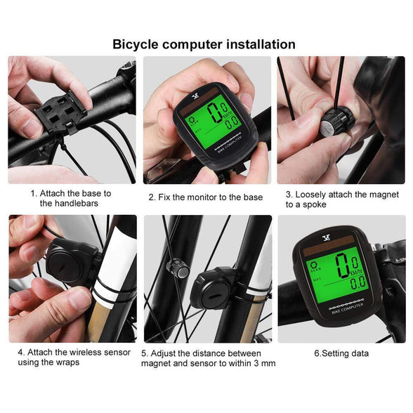 Pasas Bike Computer Bicycle Wireless Speedometer and Odometer Waterproof Backlight with Digital LCD Display for Outdoor Cycling and Fitness Multi Function Gifts for Bikers/Men/Women/Teens