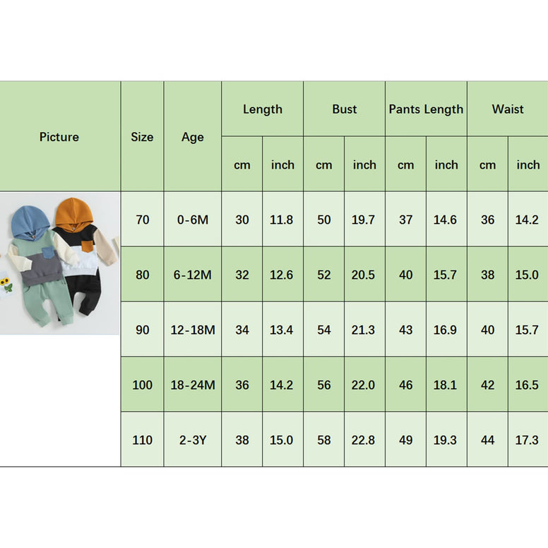 Amiblvowa Toddler Baby Boy Clothes 0-6 Months  Color Block Hoodie Pants Set Fall Winter Outfit Clothing