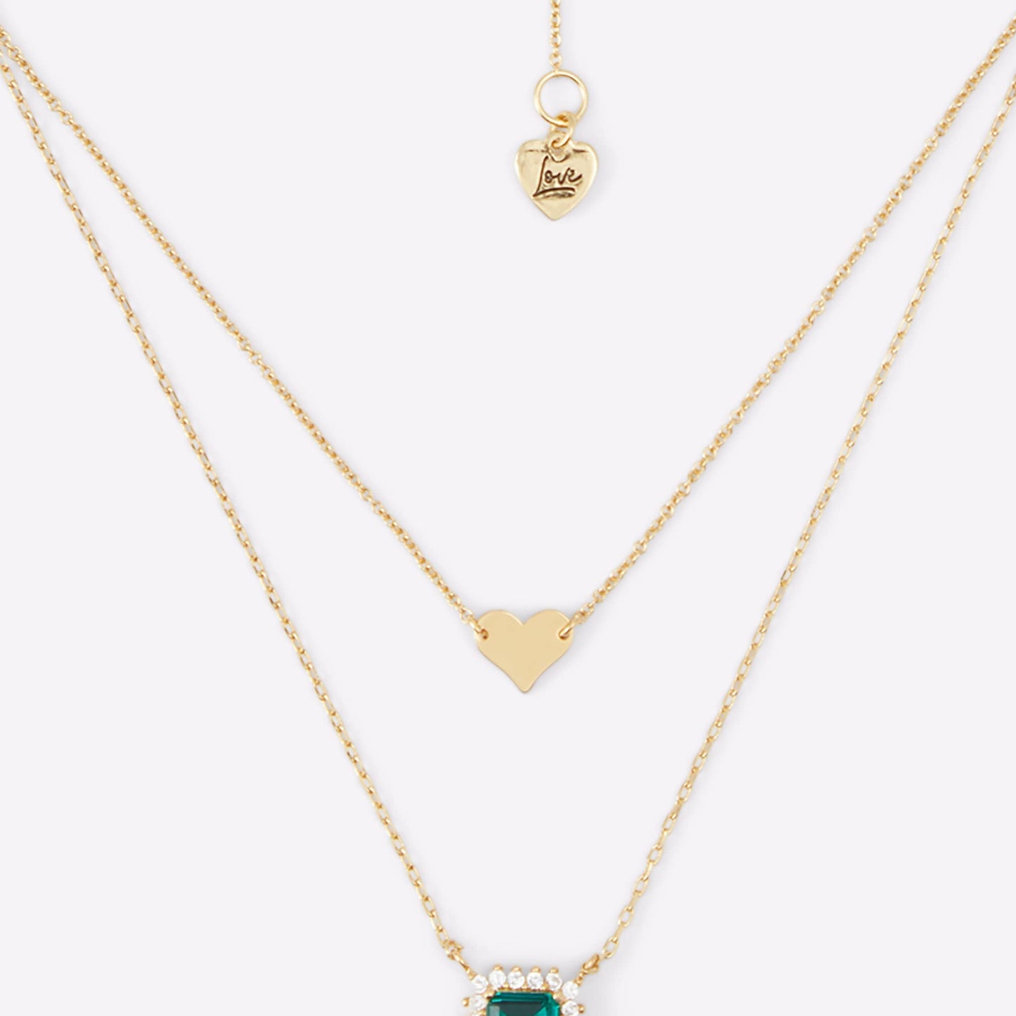 Aldo Women's Valaever Chain Necklace, Gold/Green