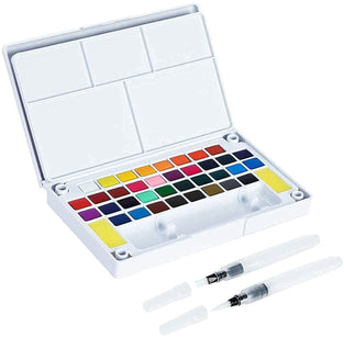 Nyganmelloz 36Color Solid Watercolor Paints Set Portable Travel Watercolor Kit with 2 Blending Brush Pens Drawing Pigment Water Color Painting Set Art Supplies For Students, Kids, Beginners, Artists