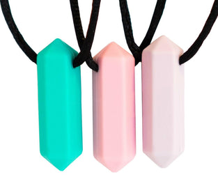 Tilcare Chew Chew Sensory Necklace – Best for Kids or Adults That Like Biting or Have Autism – Perfectly Textured Silicone Chewy Toys - Chewing Pendant for Boys & Girls - Chew Necklaces (3-Pack)