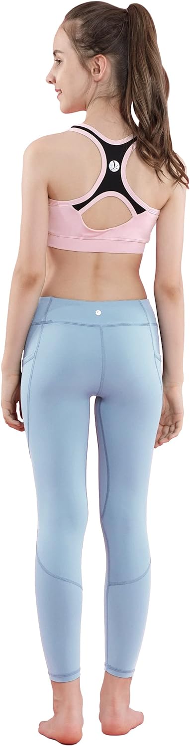 Willit Girls' Athletic Leggings Youth Kid's Dance Running Yoga Leggings Pants Active Compression Tights with Pockets