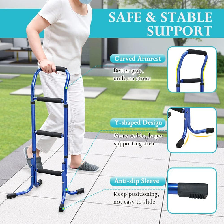 Stand Assist Walking Cane Sticks for Seniors Balance Mobility Daily Living Aids with 4 Prong Elderly Toilet Bars to Help Get Up Adjustable Couch Chairs Standing Support for Adults, Women, Men