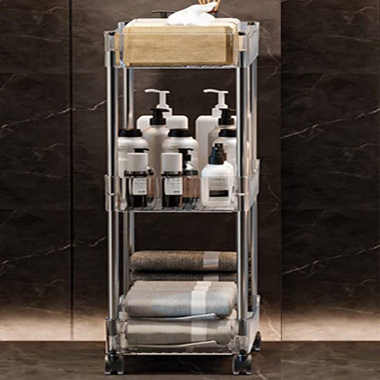 Sturdy 3-tier Storage Trolley Mobile Shelving, Rolling Utility Trolley Tower for Tight Spaces in the Kitchen and Bathroom.