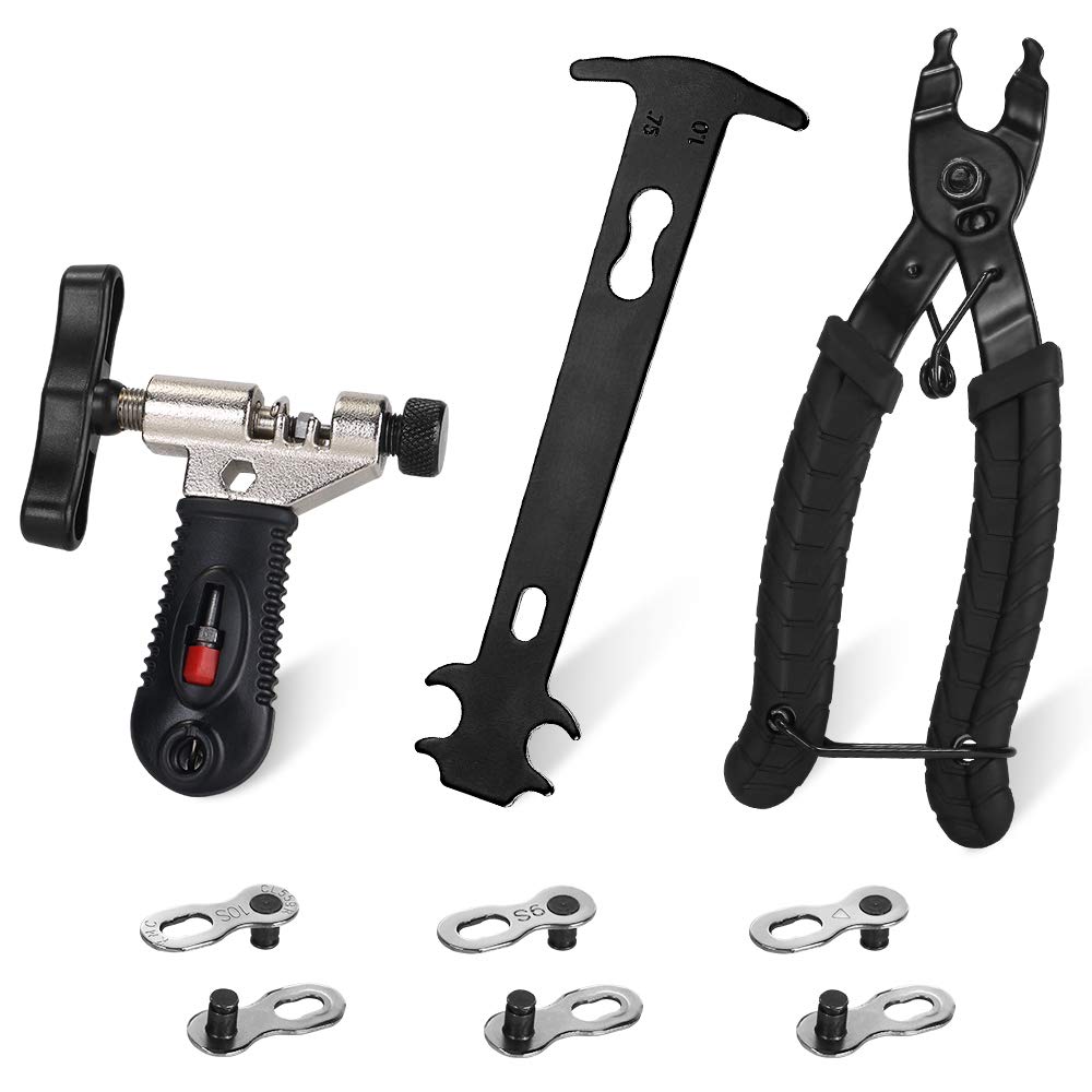 WOTOW Bicycle Chain Repair Tool Kit, Cycling Bike Master Link Pliers Remover & Chain Breaker Splitter Cutter & Chain Wear Indicator Checker & Reusable Missing Connector for 6/7/8/9/10 Speed Chain