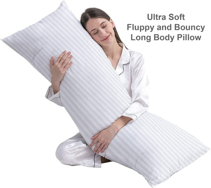 Hotel Linen Klub DEYARCO Princess Long Body Pillow 1pc, Fabric: 100% Polyester 85 GSM Microfiber 1 cm Stripe Super Soft, PRC-BDYPLW-MFB- CRM, 45 x 120cm