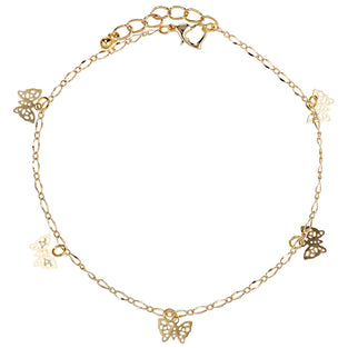 Alwan Gold Plated Medium Size Anklet with Butterflies for Women - EE3816DBUTM