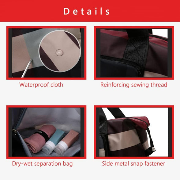 Goodern Foldable Travel Bags Large Capacity Fitness Bag Collapsible Storage Carry Luggage Duffle Bag Portable Storage Handbags Yoga Fitness Bags Shoulder Bag Sports Duffle Bag for Women Men-Red