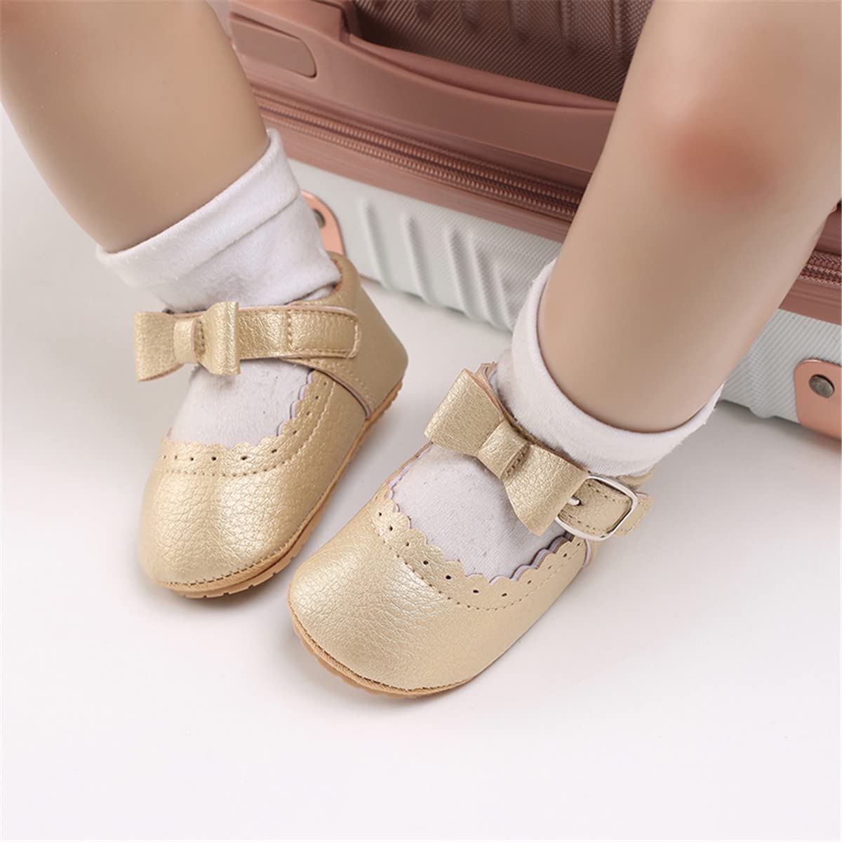 LAFEGEN Baby Girl Shoes Non Slip Soft Sole PU Leather Infant Toddler Mary Jane Flats First Walker Crib Dress Oxford Shoes for 6 Months