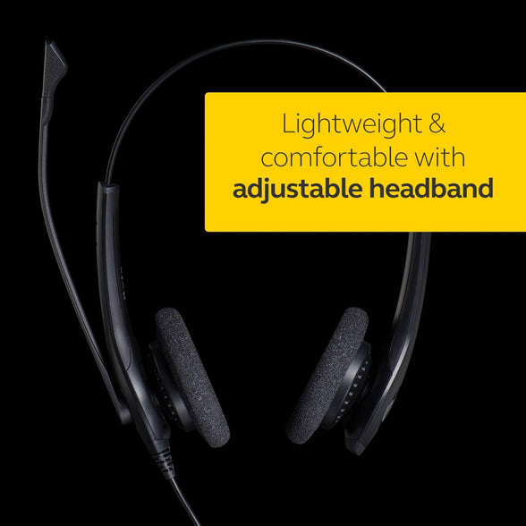 Jabra Biz 1500 USB-A On-Ear Stereo Headset - Corded Headphone with Noise-cancelling Microphone, Control Unit and Volume Spike Protection for Deskphones and Softphones, Wired