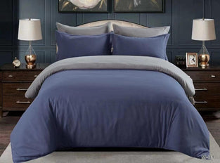 MMM King size Bedsheet 6pcs One Set High Cotton Quality Bedding Set Duvet Cover (Blue&gray)