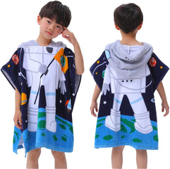 VeiledMoon Kids Hooded Ponchos Bathrobe 100% Cotton Super Soft Children Changing Robe for Beach Swimming Towel 2-5Y