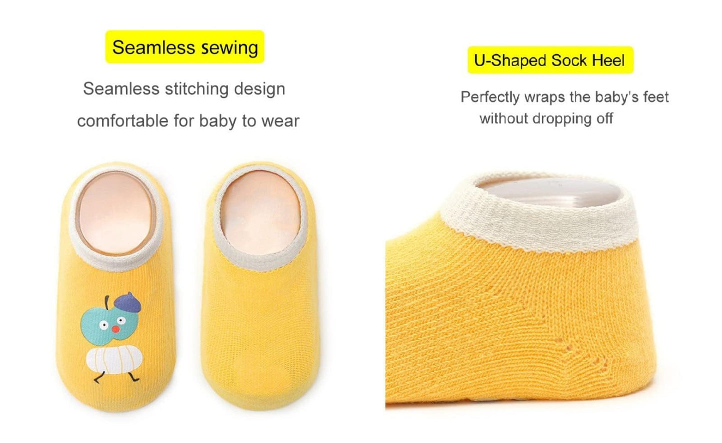 Baby Non-skid Grip Socks Toddler Socks Anti Skid Slipper Crew Socks for Girls Boys Infant Newborn 6 Pairs  M（One-Theree Old）