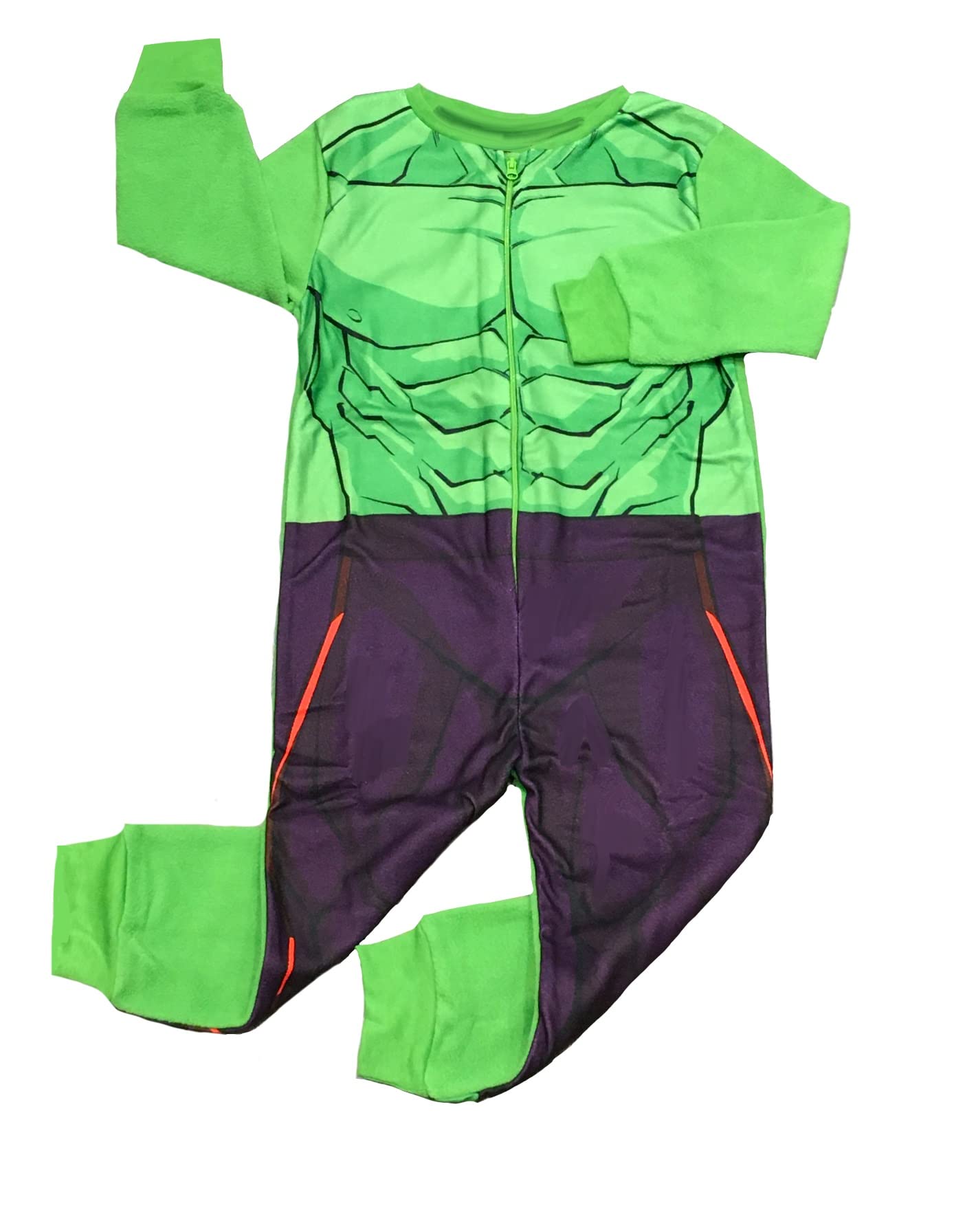 Marvel Incredible Hulk Boys Fleece Onesie All in One Pyjamas Kids Avengers Sleepsuit, Green, 5-6 Years