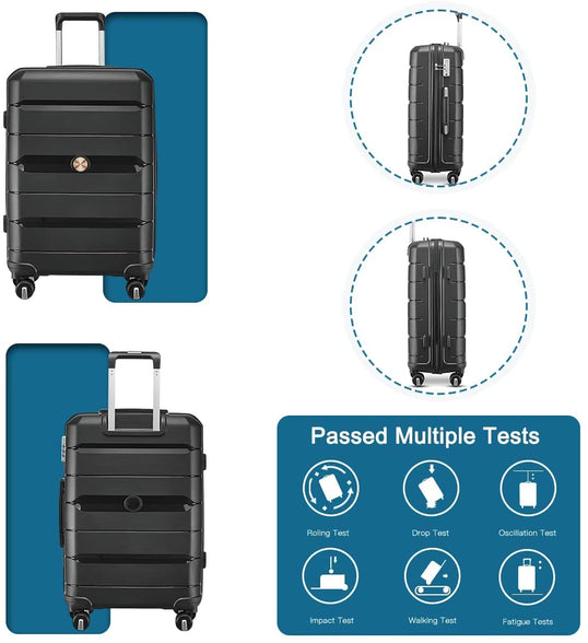 Luggage Sets Lightweight Clearance Expandable Hardside with Spinner Wheels for Travel(Black,2-Piece Set)