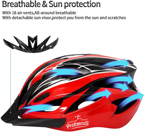 Proberos® Bicycle Helmet with Adjustable Lightweight Mountain Bike Racing Helmet for Men and Women