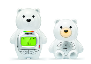 VTech Baby Bear Digital Audio Monitor with up to 1,000 ft of Range Vibrating Sound Alert Talk Back Intercom Temperature Indicator Night Light Loop & Parent Unit, White