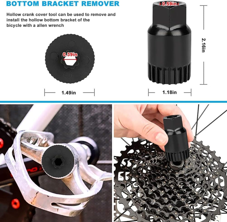 KASTWAVE Repair Tool Kit Includes Crank Removal Tool, 3-in-1 Cassette Removal Tool, Bottom Bracket Remover, Rotor Lock Ring Removal Tool, Pedal Wrench, Multi-Purpose Utility Repair Tool