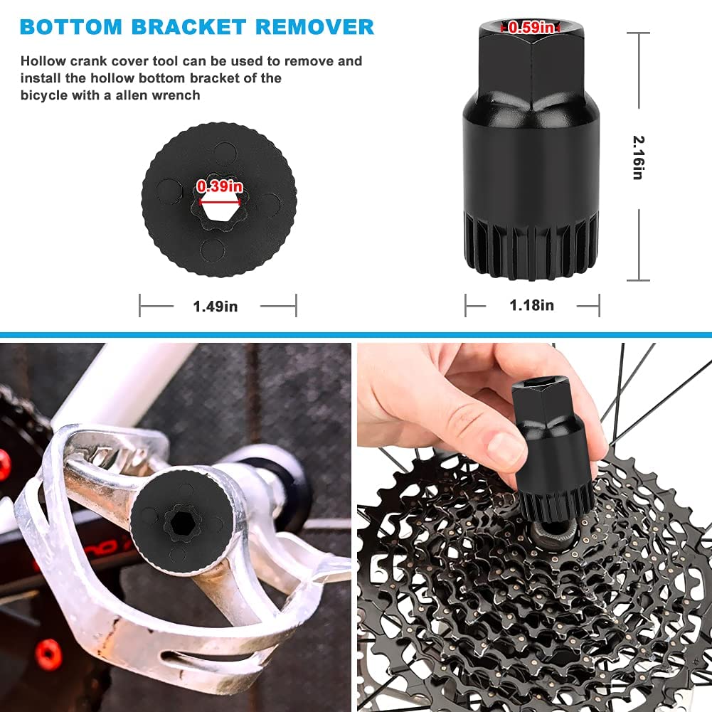 KASTWAVE Repair Tool Kit Includes Crank Removal Tool, 3-in-1 Cassette Removal Tool, Bottom Bracket Remover, Rotor Lock Ring Removal Tool, Pedal Wrench, Multi-Purpose Utility Repair Tool