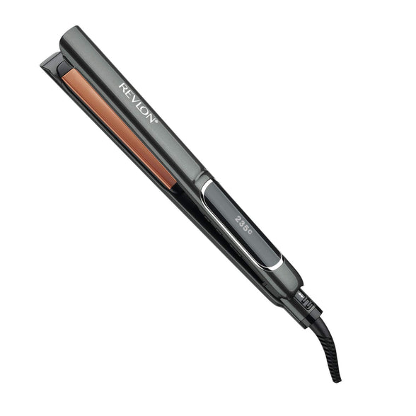 Revlon RVST2155 Hair Straightener Perfect Heat Copper 25 MM Straightener,Ceramic flat iron, 30 LCD settings