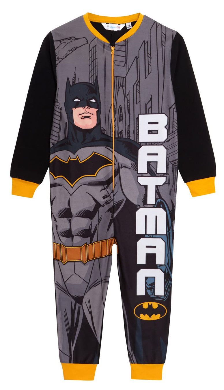 DC Comics Batman Onesie for Boys Fleece All in One Kids Pyjamas Pjs Zipped Loungewear 2-3Y