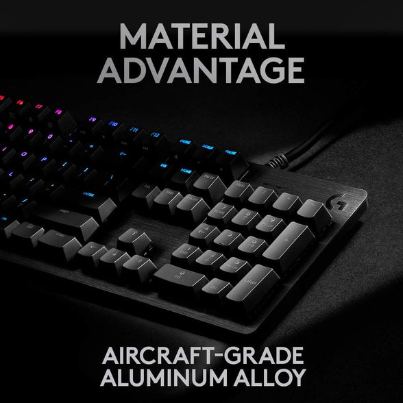 Logitech G512 Clicky Mechanical Gaming Keyboard, RGB Lightsync Backlit Keys, Romer-G Tactile Key Switches, Brushed Aluminum Case, Customizable F-Keys, Usb Pass Through - Carbon/Black