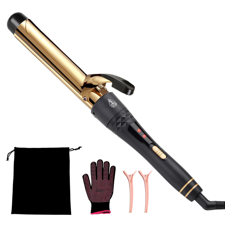 Rosy Forth Hair Curling Iron 32MM, Curling Wand with Travel Bag, Fast Heating Gold Hair Curler for Travel Home