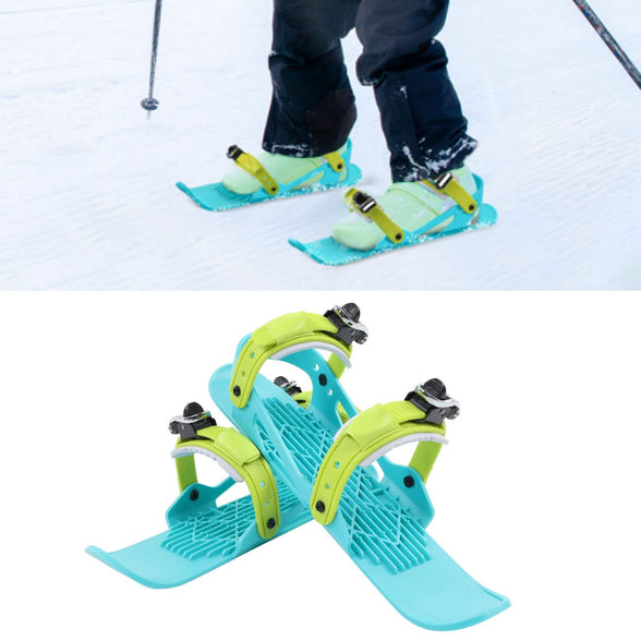 Mini Ski Skates, Strap Short Snowskates Snowblades Skiboards 1 Pair Skis for Winter Shoes, Portable Snowboard Shoes for Children, Outdoor Skiing Winter Sports Equipment