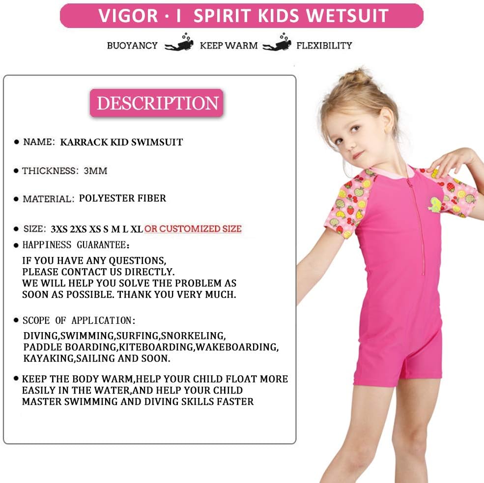 karrack Girls Long Sleeved One Piece Rash Guard Swimsuit Kid Water Sport Short Swimsuit UPF 50+ Sun Protection Bathing Suits