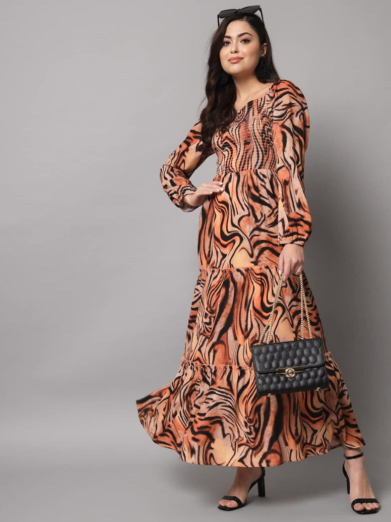 Styleville,Long Flare Printed Maxi Dress