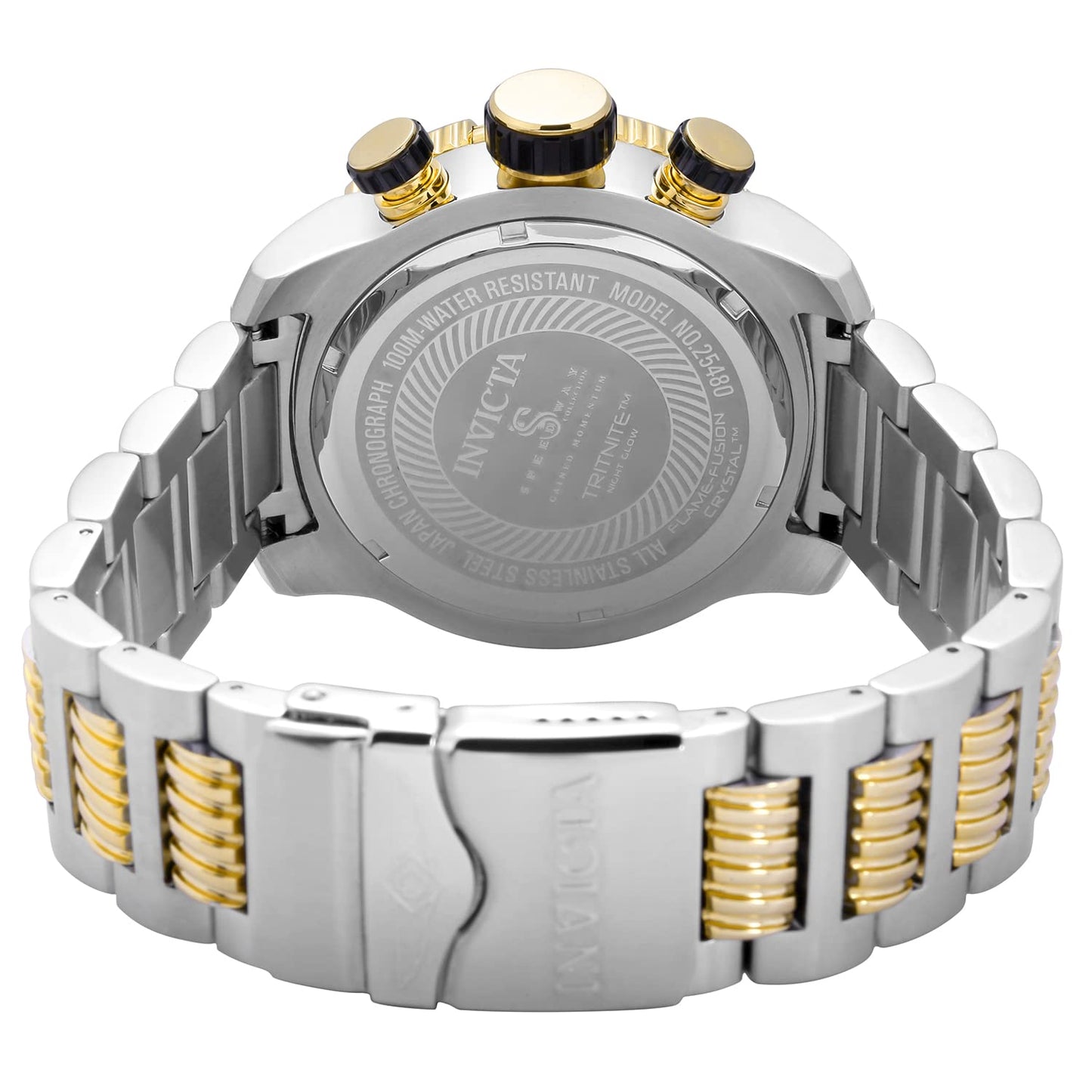 Invicta Men's Speedway Stainless Steel Quartz Stainless-Steel Strap, Two Tone, 24 Casual Watch (Model: 25480), Gold/Stainless Steel, Quartz Movement