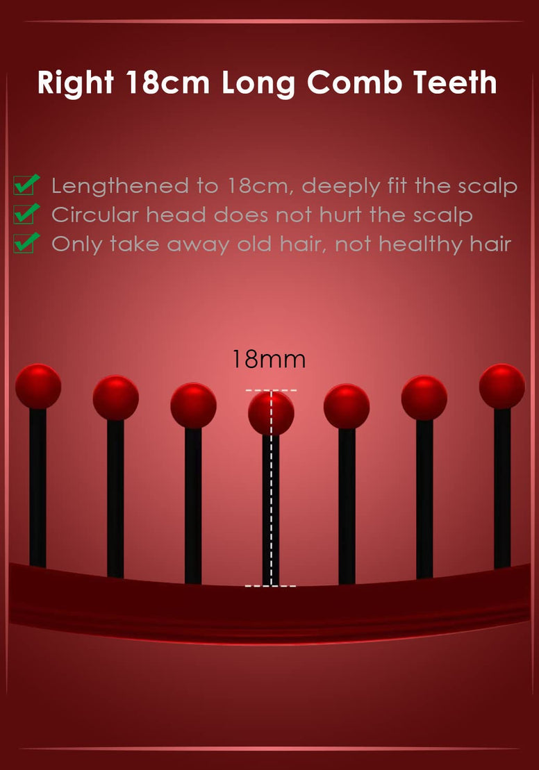 IFAN Styling Comb Multi-purpose Arched Hair Comb Nylon Antistatic Detangler Comb for Women Crooked Comb with Radian 110 Round Head Teeth Radian Fitting Head with Frosted Handle (Red)