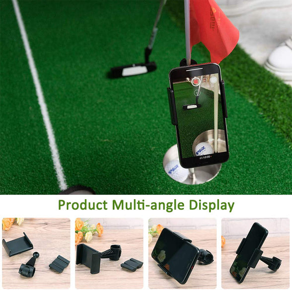 JHuuu Golf Cell Phone Clip Holder and Training Aid to Video Record Swing, Record Golf Swing for Alignment Stick, Short Game, Putting, Golf Accessories Best Golf Gifts for Men & Women