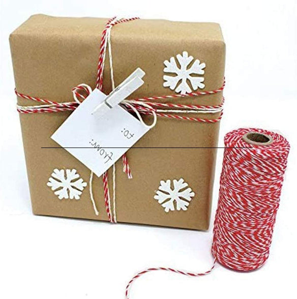 Cotton Bakers Twine, 2 Rolls Red and White Twines Packing Rope String for Butchers DIY Crafts Gift Wrapping Baking Gardening Home Decoration, 1.5mm * 20m