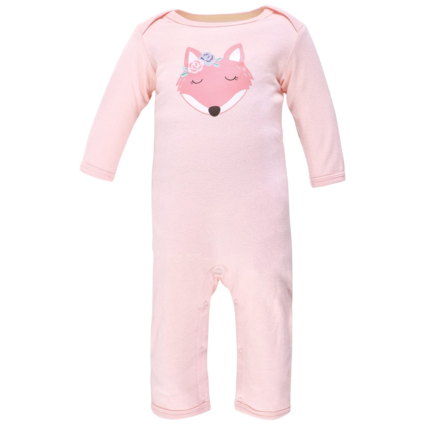 Hudson Baby baby-girls Hudson Baby Unisex Baby Cotton Coveralls, Girl Fox Rompers (0-3 Months)